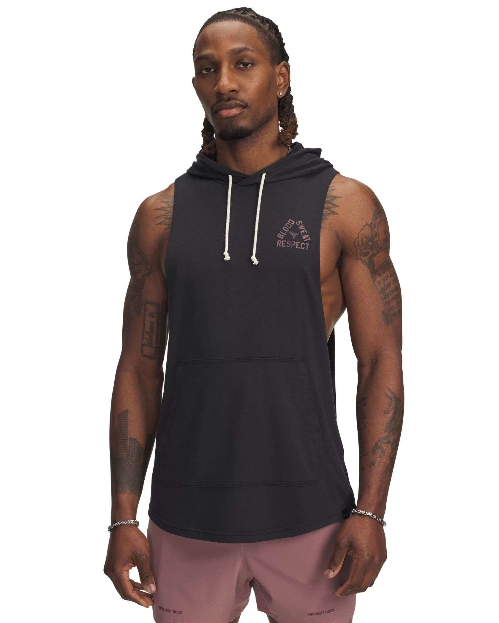 UA Men's Project Rock Payoff Sleeveless Hoodie | Under Armour