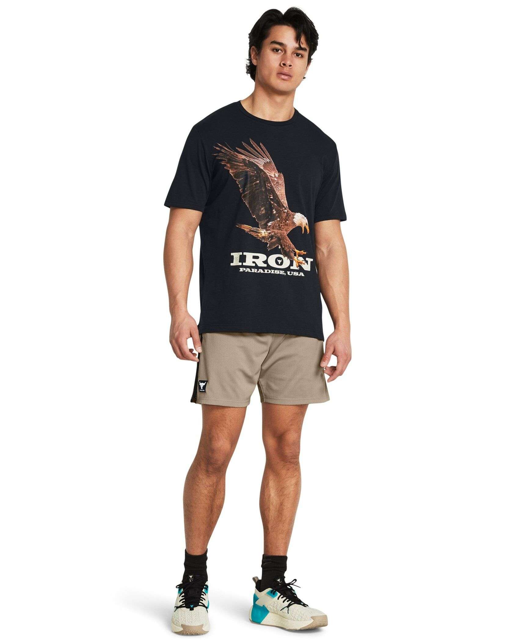上下セット◆人気◆【UAｘProject Rock】Short Sleeve & Shorts UA Men Project Rock Shorts
