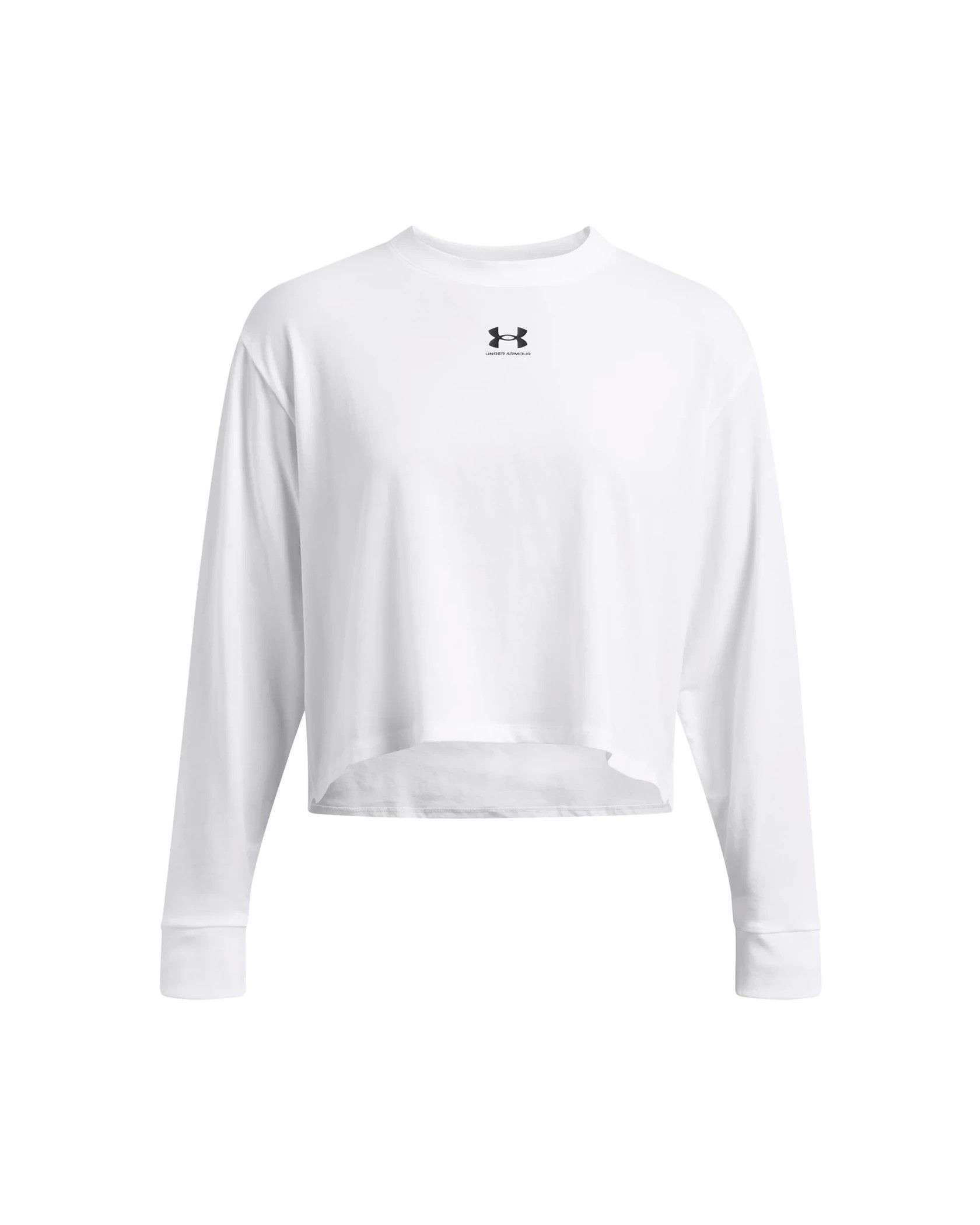 アンダー アーマー Under Armour Rival Boxy Long Sleeve レディース シャツ トップス White/Black Under Armour Rival Boxy Long-Sleeve Shirt for Ladies | Bass